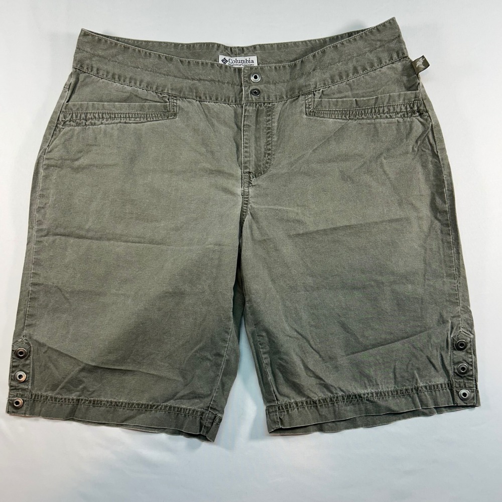 Columbia Womens Gray Cotton Utility Hiking Shorts Size 10 Grommet Detail Casual‎
